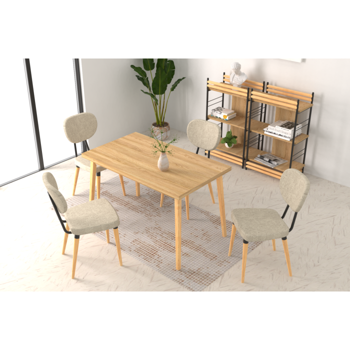 Deniz Sandalye Avanos Ahşap Mutfak Masası Takımı - 70x120 Cm