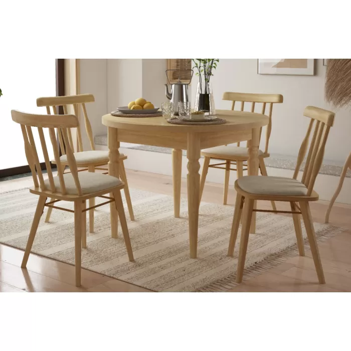 Soma Sandalye Turna Yuvarlak Mutfak Masası Takımı