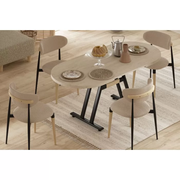 Venüs Sandalye Afyon Mutfak Masası Takımı - 80x140 cm