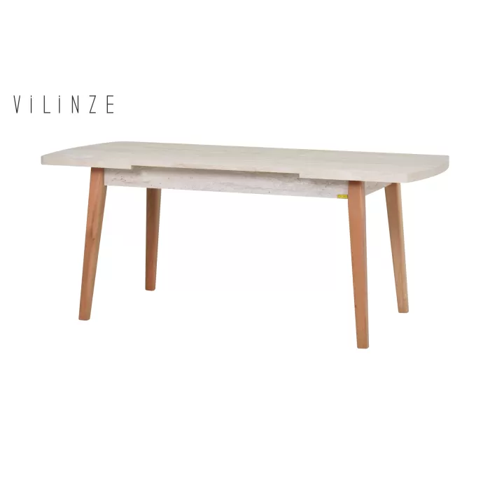 Sofya Ahşap Sandalye Aras Ahşap Traverten Mutfak Masası Takımı - 80x140 cm