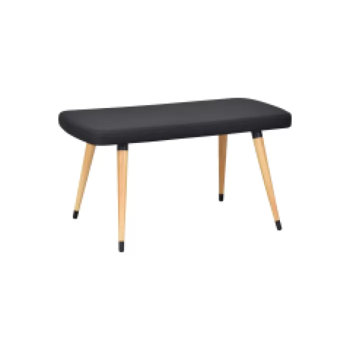 Dino Ahşap Ayak Siyah Deri Mutfak Masası Bankı