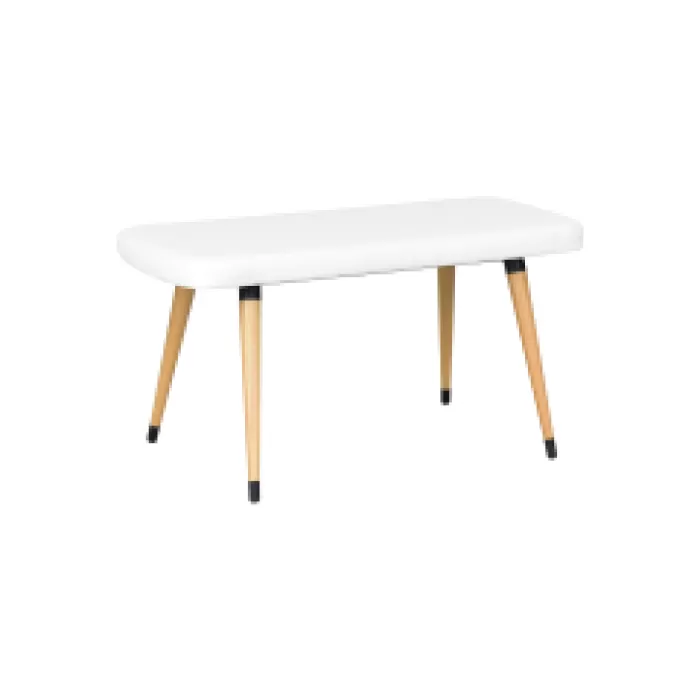 Dino Ahşap Ayak Beyaz Deri Mutfak Masası Bankı