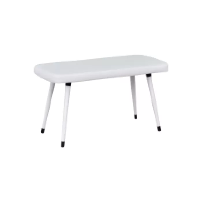 Dino Ahşap Ayak Beyaz Deri Mutfak Masası Bankı