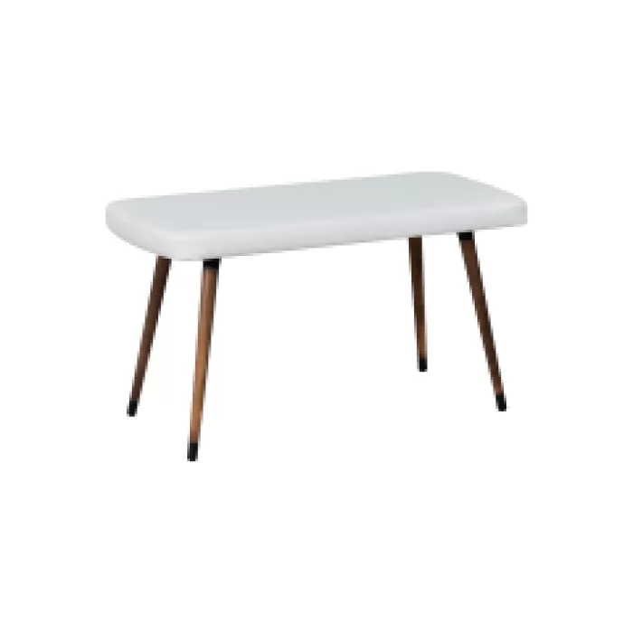 Dino Ahşap Ayak Beyaz Deri Mutfak Masası Bankı