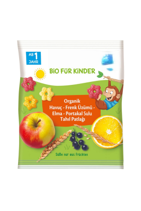 Organik Havuç Frenk Üzümü Elma Portakal Sulu Tahıl Patlağı 30 Gr