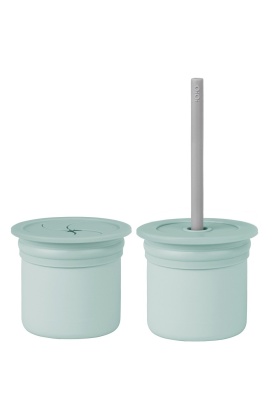 Ham+Hüp Pipetli Silikon Bardak Seti River Green / Powder Grey