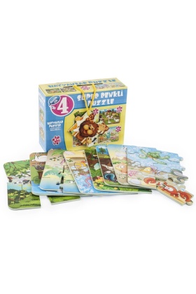 1481 Süper Renkli 4lü Puzzle - Hayvanlar / 8+12+16+24 Parça Puzzle