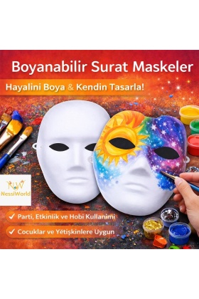 Boyanabilir Surat Model Maske – Lastikli | Kendin Tasarla