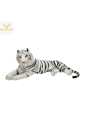 Yan Yatan Beyaz Peluş Kaplan 90 cm