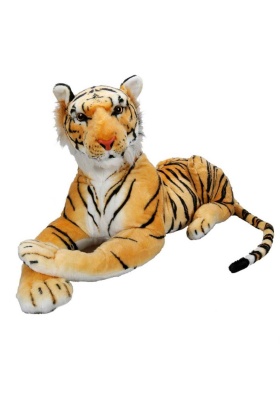 Peluş Yatan Kahverengi Kaplan