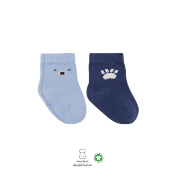 2Li Bear Penye Soket Çorap 10116 Mavi