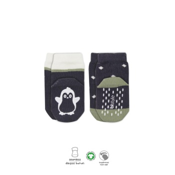 Hayvan Figürlü Kaymaz Erkek Soket Çorap 2Li BS10119 Antrasit
