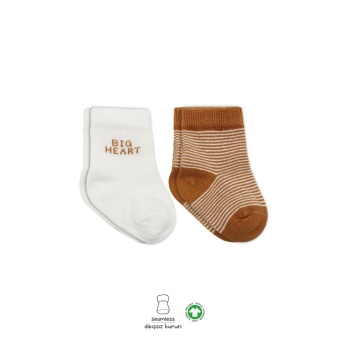 2Li Big Heart Penye Soket Çorap 10117 Hardal