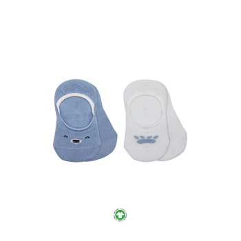 2Li Babet Cute Face Penye Çorap 30103 Mavi-Beyaz