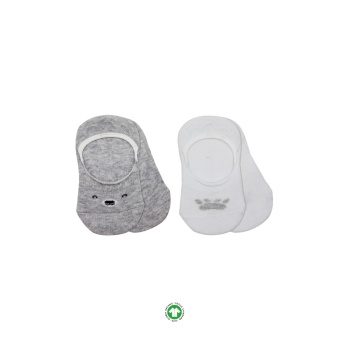 2Li Babet Cute Face Penye Çorap 30103 Gri Beyaz