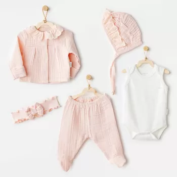 AC25840 Natural Gift Müslin 5Li Hastane Çıkışı Salmon