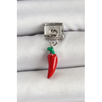 316L Çelik Gümüş Renk Kapya Biber Model Nomination Charm