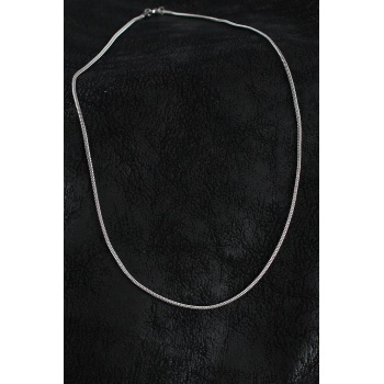 316L Çelik Örme Zincir Model Gümüş Renk Erkek Kolye