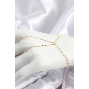 Pirinç Boncuk Zincirli X Model Gold Renk Kadın Şahmeran