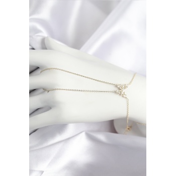 Pirinç Zirkon Taşlı Kelebek Model Gold Renk Şahmeran