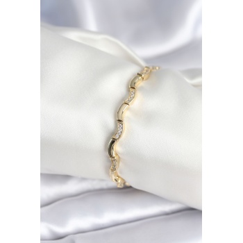 Pirinç Gold Renk Dalgalı Model Kadın Bileklik