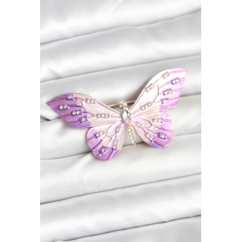 Lila Renk Kelebek Model Broş