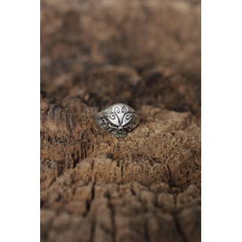 Ayarlanabilir Motifli Kuru Kafa Tasarımlı Erkek Yüzük