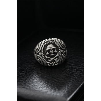 Ayarlanabilir Desenli Kurukafa Model Erkek Yüzük