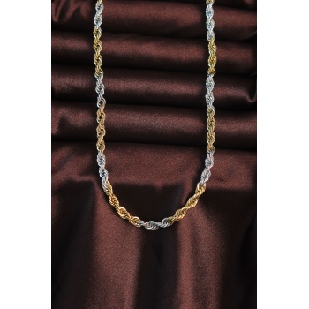 316L Çelik Çift Renk Burgu Tasarımlı Kolye