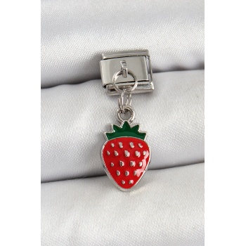 316L Çelik Sallantılı Çilek Model Gümüş Renk Nomination Charm