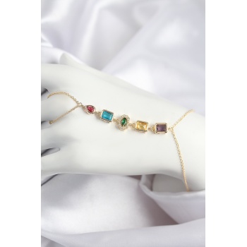 Pirinç Renkli Zirkon Taşlı Model Gold Renk Şahmeran