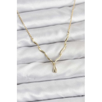 Pirinç Gold Renk Damla Model Kadın Kolye