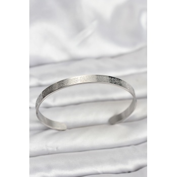 316L Çelik Gümüş Renk Ayetel Kürsi Yazılı Bileklik