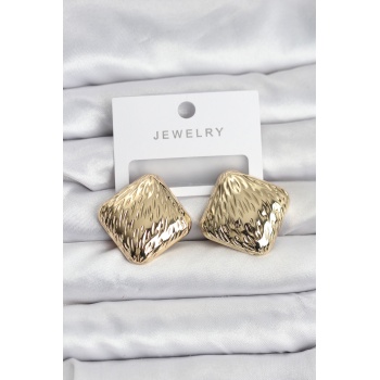 316L Çelik Gold Renk Kare Vintage Kadın Küpe