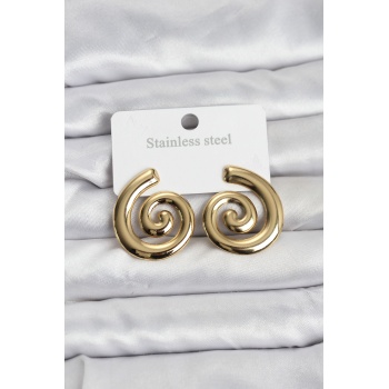 316L Çelik Gold Renk Sarmal Modelli Kadın Küpe