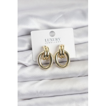 Gold Renk Pirinç Vintage Kadın Küpe