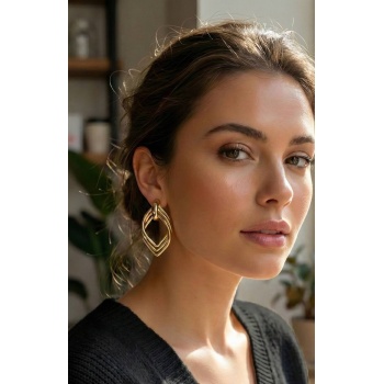 Vintage Gold Renk Pirinç Kadın Küpe