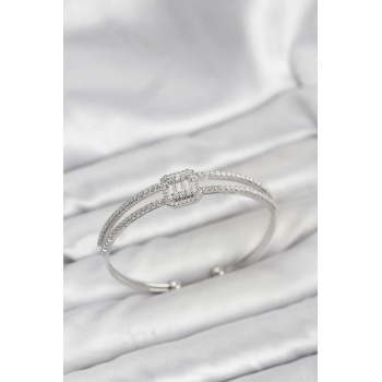 Pirinç Gümüş Renk Baget Model Kadın Bileklik