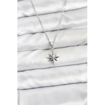 316L Çelik Zincir Gümüş Renk Kutup Yıldızı Model Kadın Kolye