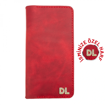İsme Özel Dikey Uzun Cüzdan - %100 Rainbow Deri - A010007 - Kırmızı