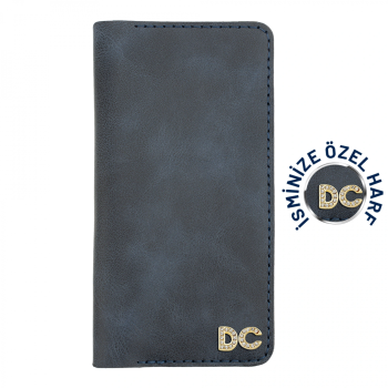 İsme Özel Dikey Uzun Cüzdan - %100 Rainbow Deri - A010007 - Lacivert