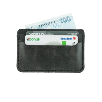 İsme Özel Yatay Kartlık - %100 Rainbow Deri - A011001 - Antrasit