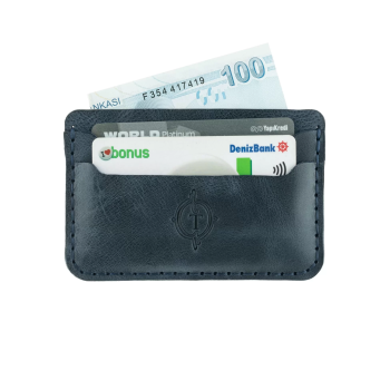 İsme Özel Yatay Kartlık - %100 Rainbow Deri - A011001 - Lacivert