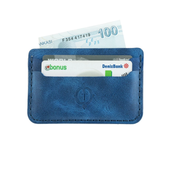 İsme Özel Yatay Kartlık - %100 Rainbow Deri - A011001 - Saks Mavisi