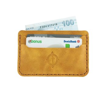 İsme Özel Yatay Kartlık - %100 Rainbow Deri - A011001 - Hardal Sarısı