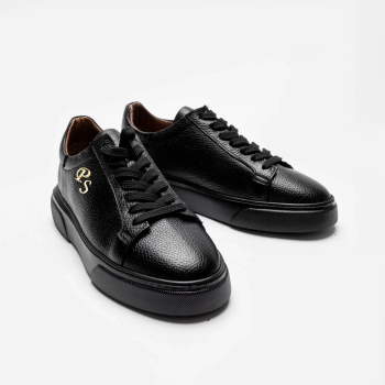 Kişiselleştirilebilir Kalın Ortopedik Tabanlı %100 Deri Sneaker Spor Ayakkabı - Siyah