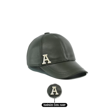 İsme Özel Kep Şapka - %100 Deri - AB01012 - Haki
