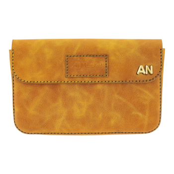 İsme Özel Çıtçıtlı Küçük El Çantası - %100 Rainbow Deri - AC14001 - Hardal Sarısı