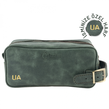 İsme Özel Dopp Kit Kişisel Bakım ve Seyahat Çantası - %100 Rainbow Deri - AC14004 - Haki