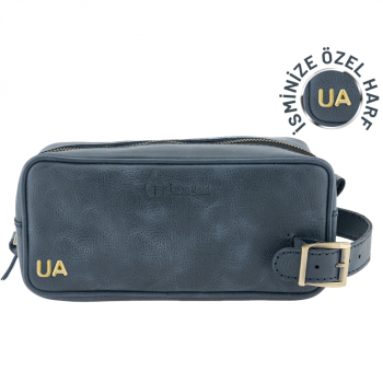 İsme Özel Dopp Kit Kişisel Bakım ve Seyahat Çantası - %100 Rainbow Deri - AC14004 - Lacivert